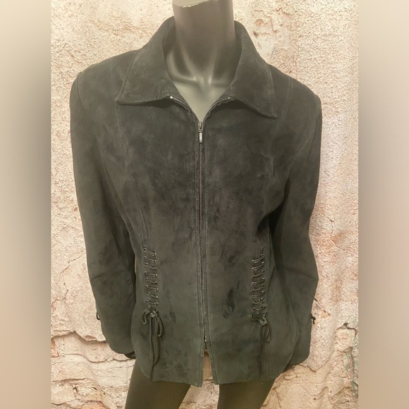 Danier Black Suede Front Tie Jacket - Picture 2 of 7